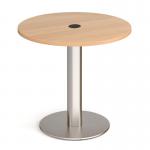 Monza circular dining table 800mm in beech with central circular cutout and Ion power module in black BUNDMDC-BION-K