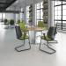 Monza circular dining table 800mm in beech with central circular cutout and Ion power module in white BUNDMDC-BION-WH