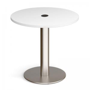 Image of Monza circular dining table 800mm in white with central circular