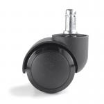 The picture shows a pack of five black Dams arm rests with soft edges and 50mm castors. The castors allow for easy movement and the soft edges provide comfort while resting your arms. Perfect for any office chair.