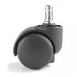 In the photo, five black 50mm castors with loaded brakes are seen attached to a set of arm rests for a dam. The castors appear to be sturdy and ready for use.