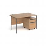 Contract 25 1200mm straight desk with graphite H-frame leg and 2 drawer mobile pedestal - beech CBHS12-G-B