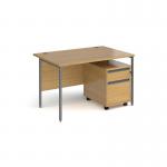 Contract 25 1200mm straight desk with graphite H-frame leg and 2 drawer mobile pedestal - oak CBHS12-G-O
