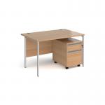 Contract 25 1200mm straight desk with silver H-frame leg and 2 drawer mobile pedestal - beech CBHS12-S-B