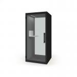 Chatbox single person acoustic hub 1m x 1m with shelf - black CBX-1-K