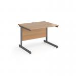 Contract 25 straight desk with graphite cantilever leg 1000mm x 800mm - beech top CC10S-G-B