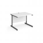 Contract 25 straight desk with graphite cantilever leg 1000mm x 800mm - white top CC10S-G-WH