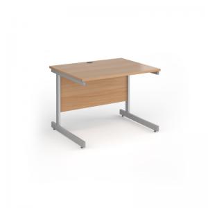 Contract 25 straight desk with silver cantilever leg 1000mm x 800mm -