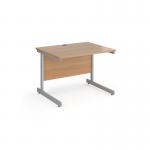 Contract 25 straight desk with silver cantilever leg 1000mm x 800mm - beech top