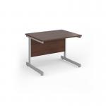 Contract 25 straight desk with silver cantilever leg 1000mm x 800mm - walnut top CC10S-S-W