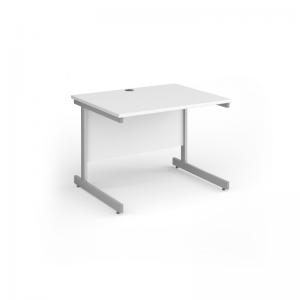 Contract 25 straight desk with silver cantilever leg 1000mm x 800mm -
