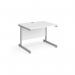 Contract 25 straight desk with silver cantilever leg 1000mm x 800mm - white top CC10S-S-WH