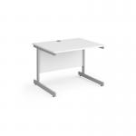 Contract 25 straight desk with silver cantilever leg 1000mm x 800mm - white top CC10S-S-WH