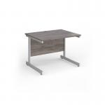 Contract 25 straight desk with white cantilever leg 1000mm x 800mm - grey oak top CC10S-WH-GO