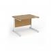 Contract 25 straight desk with white cantilever leg 1000mm x 800mm - oak top CC10S-WH-O