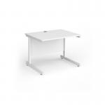 Contract 25 straight desk with white cantilever leg 1000mm x 800mm - white top CC10S-WH-WH
