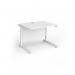Contract 25 straight desk with white cantilever leg 1000mm x 800mm - white top CC10S-WH-WH