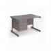 Contract 25 straight desk with 2 drawer pedestal and graphite cantilever leg 1200mm x 800mm - grey oak top CC12S2-G-GO