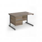 Contract 25 straight desk with 2 drawer pedestal and graphite cantilever leg 1200mm x 800mm - nebraska oak top CC12S2-G-NO