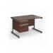 Contract 25 straight desk with 2 drawer pedestal and graphite cantilever leg 1200mm x 800mm - walnut top CC12S2-G-W