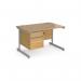 Contract 25 straight desk with 2 drawer pedestal and silver cantilever leg 1200mm x 800mm - oak top CC12S2-S-O