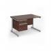 Contract 25 straight desk with 2 drawer pedestal and silver cantilever leg 1200mm x 800mm - walnut top CC12S2-S-W