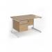 Contract 25 straight desk with 2 drawer pedestal and white cantilever leg 1200mm x 800mm - kendal oak top CC12S2-WH-KO