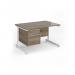Contract 25 straight desk with 2 drawer pedestal and white cantilever leg 1200mm x 800mm - nebraska oak top CC12S2-WH-NO