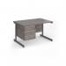 Contract 25 straight desk with 3 drawer pedestal and graphite cantilever leg 1200mm x 800mm - grey oak top CC12S3-G-GO