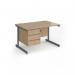Contract 25 straight desk with 3 drawer pedestal and graphite cantilever leg 1200mm x 800mm - kendal oak top CC12S3-G-KO