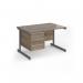 Contract 25 straight desk with 3 drawer pedestal and graphite cantilever leg 1200mm x 800mm - nebraska oak top CC12S3-G-NO