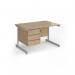 Contract 25 straight desk with 3 drawer pedestal and silver cantilever leg 1200mm x 800mm - kendal oak top CC12S3-S-KO