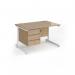 Contract 25 straight desk with 3 drawer pedestal and white cantilever leg 1200mm x 800mm - kendal oak top CC12S3-WH-KO