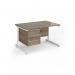 Contract 25 straight desk with 3 drawer pedestal and white cantilever leg 1200mm x 800mm - nebraska oak top CC12S3-WH-NO