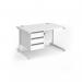 Contract 25 straight desk with 3 drawer pedestal and white cantilever leg 1200mm x 800mm - white top CC12S3-WH-WH