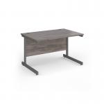 Contract 25 straight desk with graphite cantilever leg 1200mm x 800mm - grey oak top CC12S-G-GO