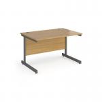 Contract 25 straight desk with graphite cantilever leg 1200mm x 800mm - oak top CC12S-G-O