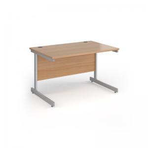 Contract 25 straight desk with silver cantilever leg 1200mm x 800mm -