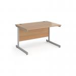 Contract 25 straight desk with silver cantilever leg 1200mm x 800mm - beech top CC12S-S-B