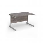 Contract 25 straight desk with silver cantilever leg 1200mm x 800mm - grey oak top CC12S-S-GO