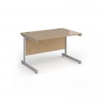 Contract 25 straight desk with silver cantilever leg 1200mm x 800mm - kendal oak top CC12S-S-KO