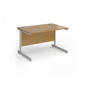 Contract 25 straight desk with silver cantilever leg 1200mm x 800mm -