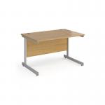 Contract 25 straight desk with silver cantilever leg 1200mm x 800mm - oak top CC12S-S-O
