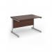 Contract 25 straight desk with silver cantilever leg 1200mm x 800mm - walnut top CC12S-S-W