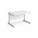 Contract 25 straight desk with silver cantilever leg 1200mm x 800mm - white top CC12S-S-WH