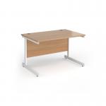 Contract 25 straight desk with white cantilever leg 1200mm x 800mm - beech top CC12S-WH-B