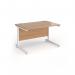 Contract 25 straight desk with white cantilever leg 1200mm x 800mm - beech top CC12S-WH-B