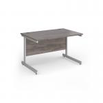 Contract 25 straight desk with white cantilever leg 1200mm x 800mm - grey oak top CC12S-WH-GO