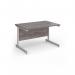 Contract 25 straight desk with white cantilever leg 1200mm x 800mm - grey oak top CC12S-WH-GO