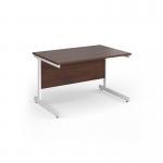 Contract 25 straight desk with white cantilever leg 1200mm x 800mm - walnut top CC12S-WH-W